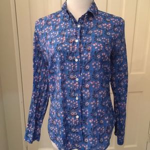 JCrew"Perfect"  Multi-Color Blue Blouse, Size 6